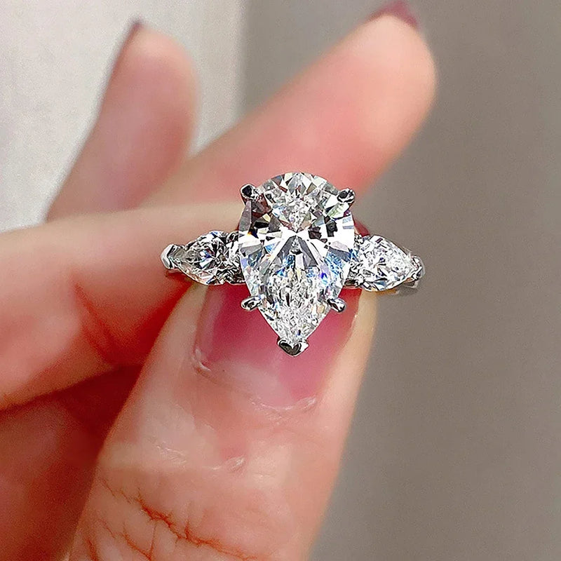 Anel de Noivado em Prata 925 Esterlina com Moissanites – Argenté Clair Zéllora®