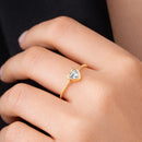 Anel de Noivado Ouro 24K Solitário Coração Zircônia – Zéllora®