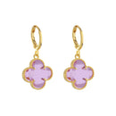 Brinco Dourado de Trevo com Zircônia Rosa