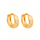 Brinco Argolinha Cravejadas com Zircônia, em Ouro 24K Zellora