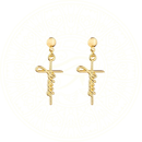 Brinco em Ouro 24K Cruz com Jesus - Zellora