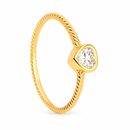 Anel de Noivado Ouro 24K Solitário Coração Zircônia – Zéllora®