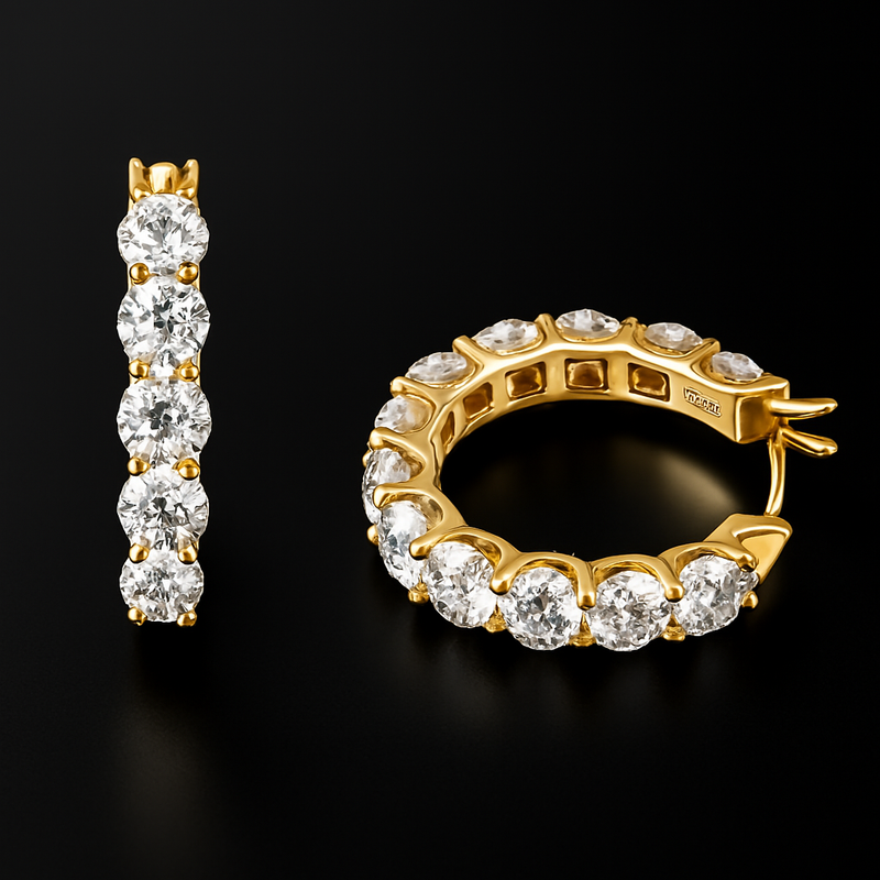 Brinco em Prata 925 Esterlina Banhada a Ouro com Moissanites – Aurora Zéllora®