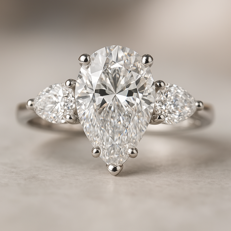 Anel de Noivado em Prata 925 Esterlina com Moissanites – Argenté Clair Zéllora®