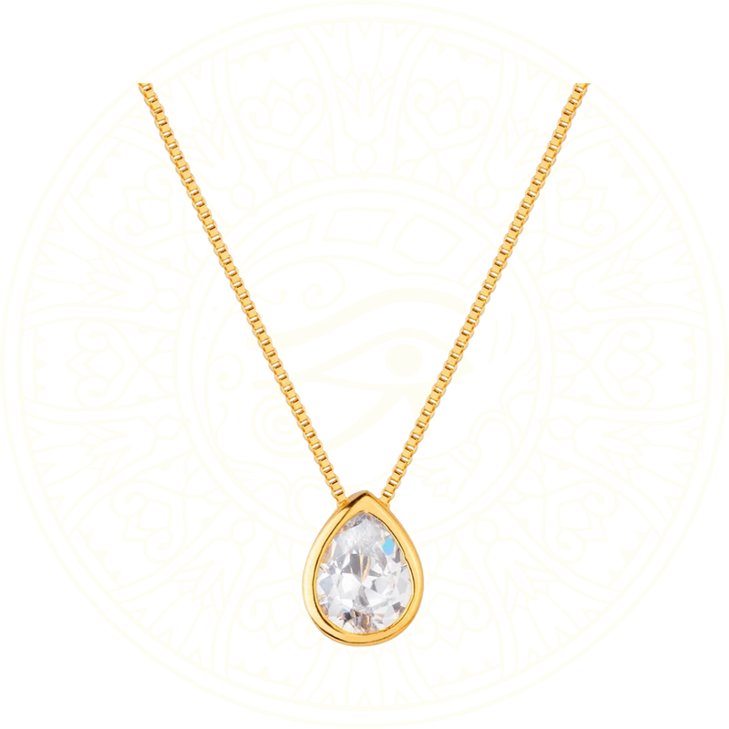 Colar de Gotas Feminino Elegante em Ouro 24K com Zircônia Central