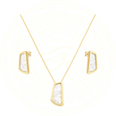 Conjunto Colar e Brincos Madrepérolas Banhado em Ouro 24K Zéllora