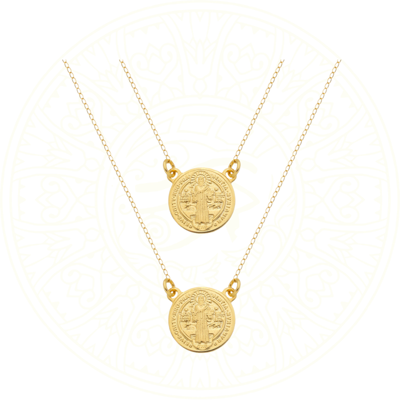 Escapulário Redondo São Jorge em Ouro 24K Religioso Masculino Zellora