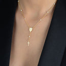 Colar Dourado Religioso Terço Cruz e Pérolas - Galeria