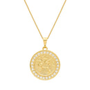Colar Dourado Medalha São Miguel Arcanjo Cravejado de Zircônia