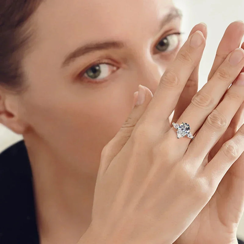 Anel de Noivado em Prata 925 Esterlina com Moissanites – Argenté Clair Zéllora®
