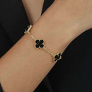 Pulseira Dourada Trevos Zircônia Preta - Galeria