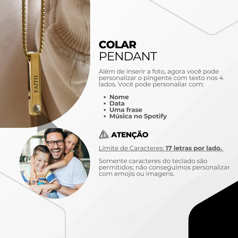 Colar Personalizado em Aço Inoxidável com Foto, Frase ou Música –  Zéllora®