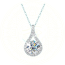 Colar com moissanite em gota de 1ct a 5ct em prata esterlina 925 Zéllora®, joia de luxo com brilho intenso e certificado GRA.