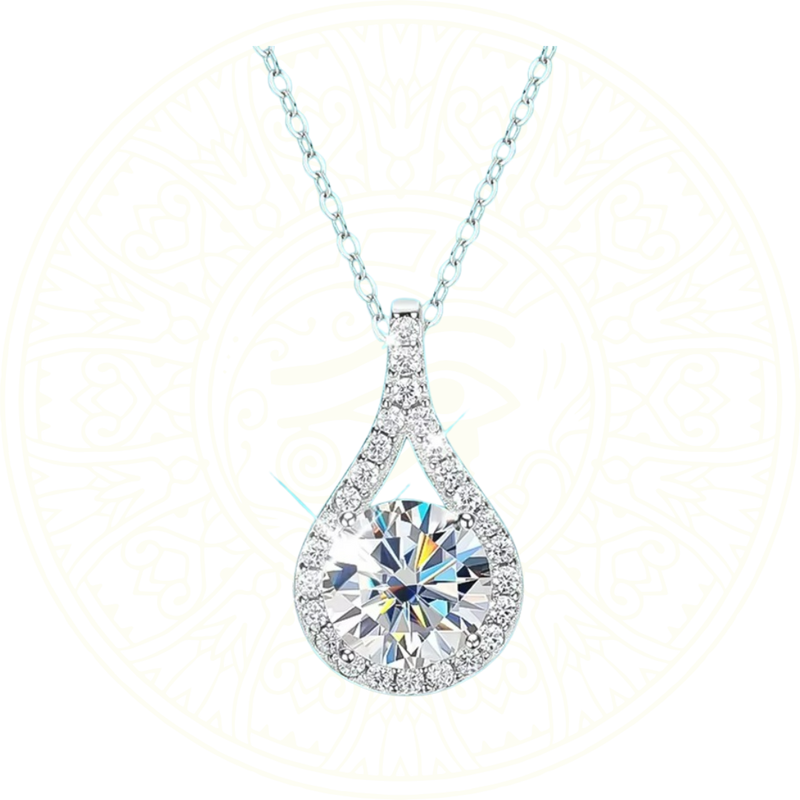 Colar com moissanite em gota de 1ct a 5ct em prata esterlina 925 Zéllora®, joia de luxo com brilho intenso e certificado GRA.