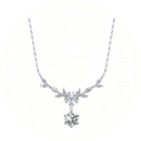 Delicate moissanite pendant necklace in sterling silver 925 with cassia branch design and 1-carat D color VVS1 stone, by Zéllora®