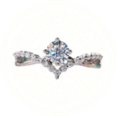 Elegant engagement ring with a 1 carat round-cut moissanite, set in 925 sterling silver with white gold plating, classic solitaire design by Zéllora®