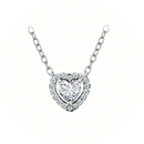 Zéllora® heart-shaped pendant necklace in 925 sterling silver with clear cubic zirconia, classic women's jewelry for weddings or romantic gifts.