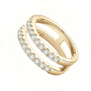 Double-row sterling silver moissanite ring with round cut D color stones, white gold plated wedding enhancer band – luxury women’s jewelry by Zéllora®

