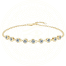 Pulseira Kaelis Zéllora® em prata esterlina 925 banhada a ouro 18K com moissanites redondas de 3mm, design moderno tipo bubble, joia de luxo feminina resistente à água.

