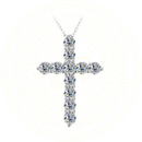 Colar de cruz feminino Zéllora® em prata esterlina 925 com zircônias de 2.5mm, design elegante e acabamento banhado a ouro branco — acessório de luxo atemporal.
