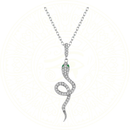 Colar White Mamba Zéllora® em Prata Esterlina 925 com Zircônias – pingente em formato de cobra com acabamento detalhado e corrente ajustável, colar de luxo e minimalista, sofisticado