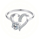 Anel de noivado em Prata Esterlina 925 banhada a ouro, com moissanite D Color VVS1 em formato de coração, design clássico e sofisticado, joia exclusiva Zéllora®.