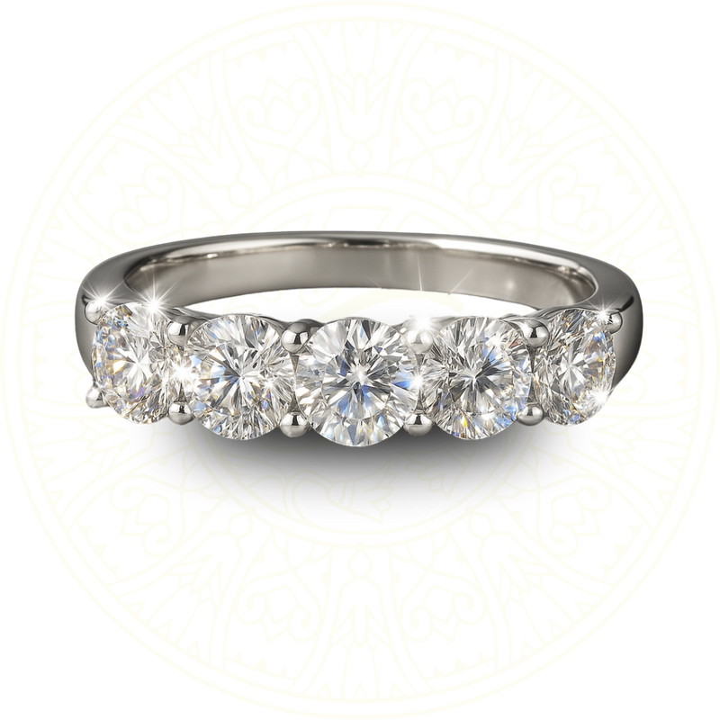 Anel de noivado Zéllora em prata esterlina 925 com moissanite redonda de 5mm, estilo eternidade, corte brilhante, luxo e sofisticação para ocasiões especiais.