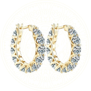 Brinco de argola feminino com moissanites de 4mm, estilo luxuoso, em prata esterlina 925 com banho de ouro, joia Zéllora com certificado GRA.