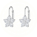 Brinco Florence Zéllora® em prata esterlina 925 com banho de ouro branco, cravejado com moissanites de 3mm, design sofisticado e brilho intenso.