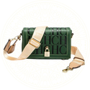 Bolsa feminina Zéllora estilo luxo com estampa monograma CH, alça ajustável e couro sintético PU, ideal para ombro ou transversal.