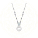 925 sterling silver necklace featuring a brilliant D-color moissanite and a natural freshwater pearl pendant – luxury minimalist jewelry by Zéllora®