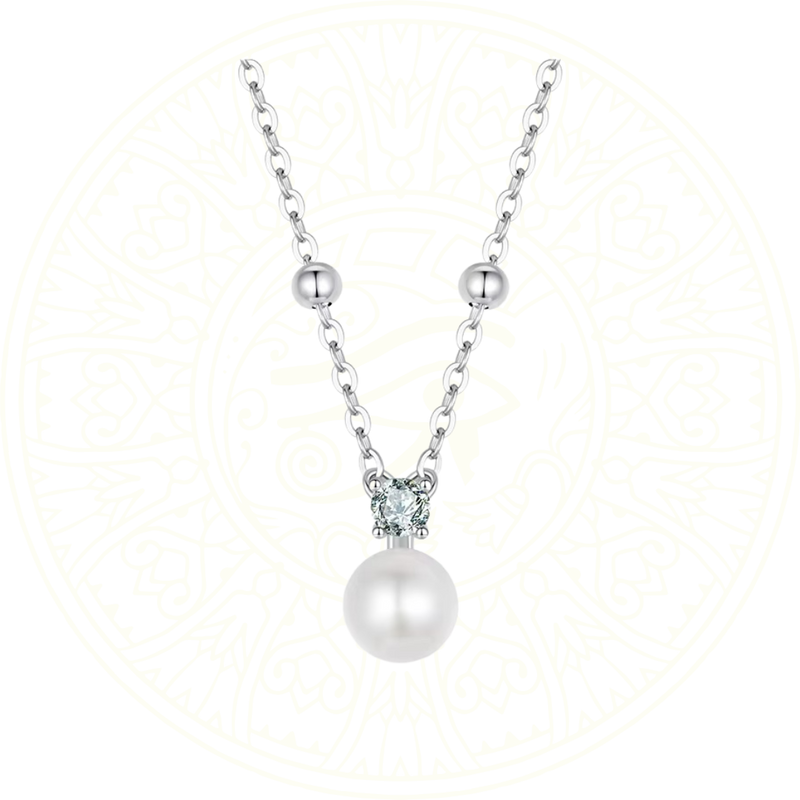 925 sterling silver necklace featuring a brilliant D-color moissanite and a natural freshwater pearl pendant – luxury minimalist jewelry by Zéllora®
