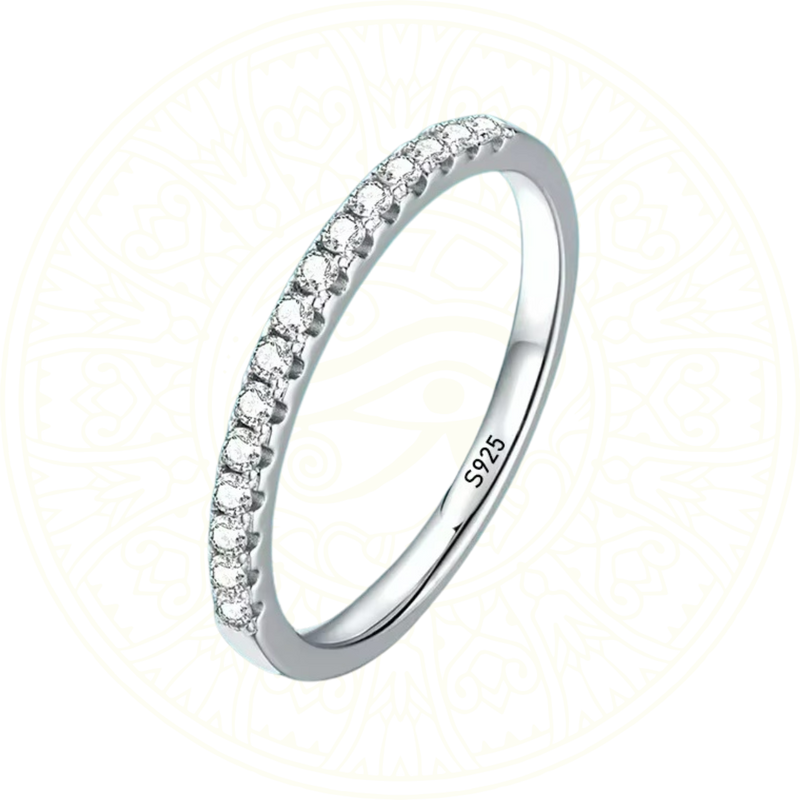 Round moissanites engagement ring in sterling silver 925 with white gold plating, elegant and brilliant – Zéllora®