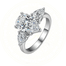 Classic pear cut moissanite engagement ring in sterling silver 925 with 3 carats D color VVS1 stone, elegant fine jewelry by Zéllora®