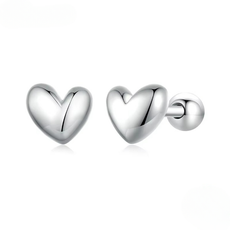 Brinco Platinum Heart em Prata Esterlina 925 Zéllora® Banho de Ouro Opcional