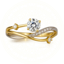 Moissanite engagement ring with 1-carat round brilliant cut stone, set in sterling silver 925, elegant classic design by Zéllora®.