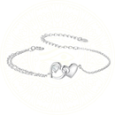 Pulseira feminina de prata esterlina 925 banhada a platina, com elos duplos e zircônias brilhantes, design delicado e sofisticado Zéllora®