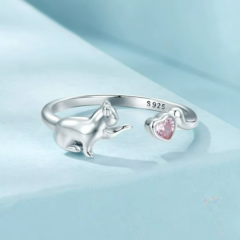 Anel Ajustável em Prata 925 Esterlina com Zircônia – Chérie Cat Zéllora®