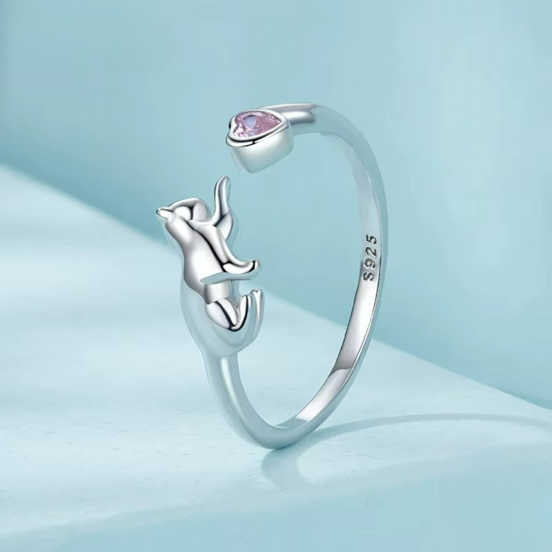 Anel Ajustável em Prata 925 Esterlina com Zircônia – Chérie Cat Zéllora®