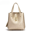 Bolsa Bucket Feminina Dourada com Relevo e Alça de Mão – Chavél Myrenne Zéllora®