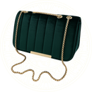 Bolsa Zéllora Ravènne em veludo vermelho néon com alça de corrente dourada, lantejoulas delicadas e design flap elegante da coleção Zéllora Coutore.
