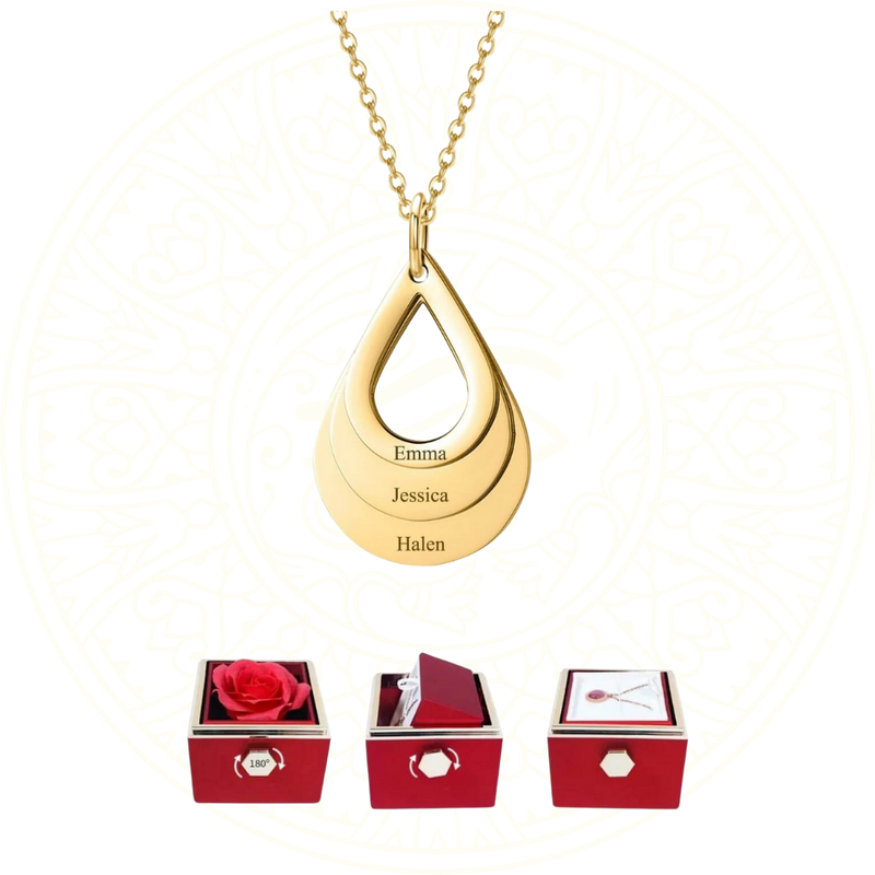 Colar com Pingente Personalizado em aço Inoxidável 316L com banho de ouro amarelo 18K, ouro rosé ou prata. Presente para mães, avós, ou namoradas e esposas.