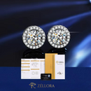 Brincos Neferti de luxo com moissanite grau D em prata esterlina 925, design clássico e acabamento premium da marca Zéllora®.