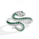 Anel Cobra em Prata 925 Esterlina com Moissanites – White Mamba Zéllora®