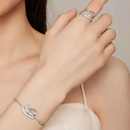 Pulseira Ajustável Hórus em Prata 925 Esterlina com Zircônias e Cristal Opala – Zéllora®