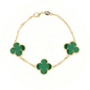 Pulseira Trevos em Ouro 24K com Zircônia Verde Feminina