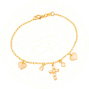 Pulseira em Ouro 24K Pai Nosso Religiosa Cruz
