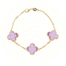 Pulseira em Ouro 24K Trevos com Zircônia Rosa – Zellora®
