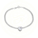 Pulseira em Ouro Branco com Coração de Zircônia Feminina