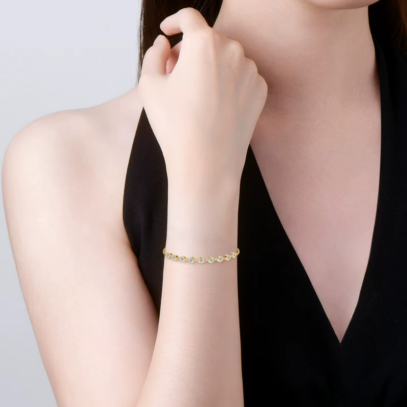 Pulseira em Prata 925 Esterlina com Moissanites – Kaelis Zéllora®